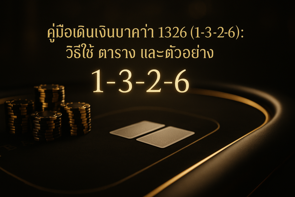 ภาพปกโทนดำทองสำหรับบทความ เดินเงินบาคาร่า 1326 (1-3-2-6) พร้อมหัวเรื่องภาษาไทย