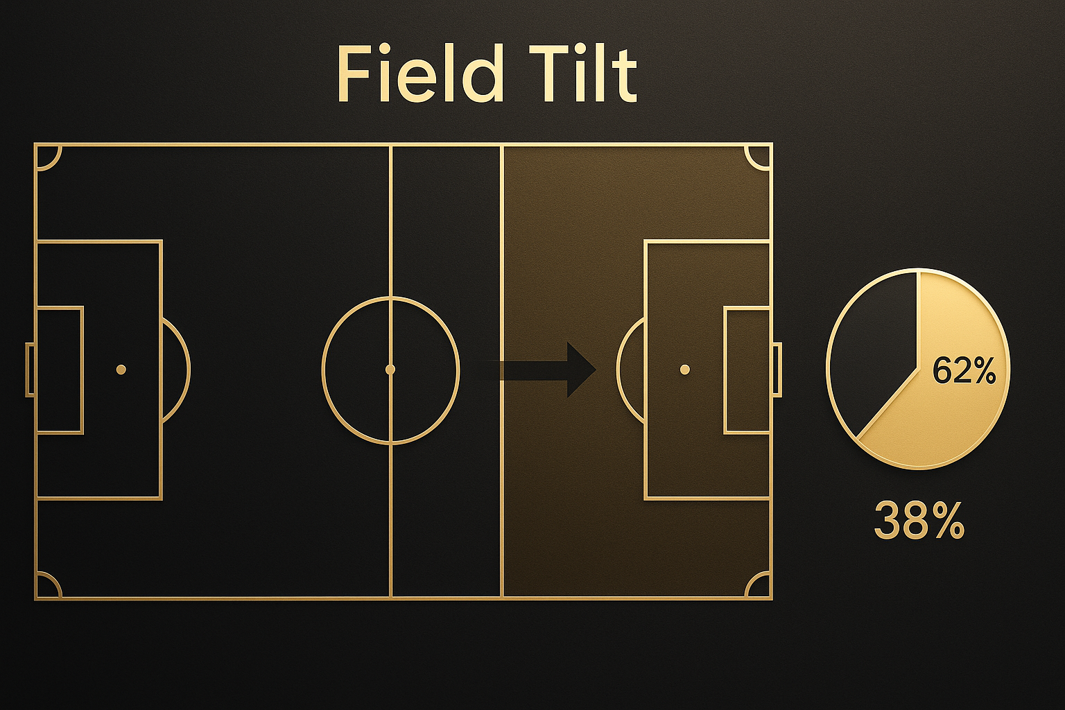 อินโฟกราฟิกค่า Field Tilt ฟุตบอล แสดงสัดส่วนครองบอลในเขตสามท้ายของฝั่งบุก