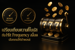 ภาพปก เปรียบเทียบความถี่โบนัสกับ Hit Frequency สล็อต สำหรับเลือกเกมเข้าพอร์ต ธีมหรูหราดำทอง