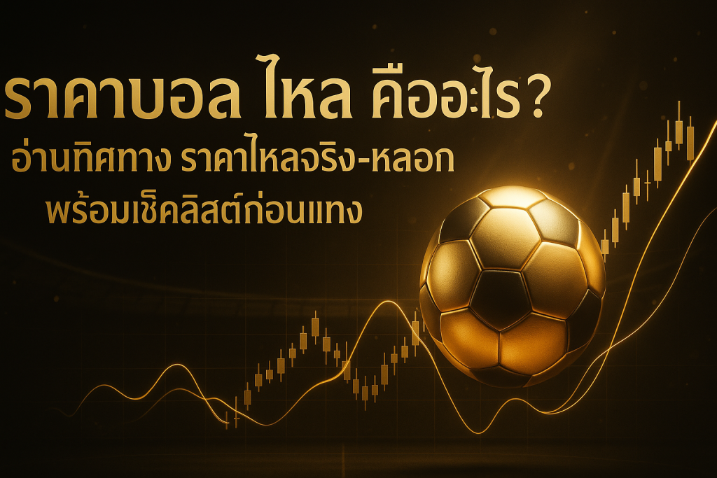 ภาพฟีเจอร์ธีมหรูหราโทนดำทอง แสดงกราฟราคาบอลไหลรอบลูกฟุตบอล พร้อมข้อความหัวข้อบทความ