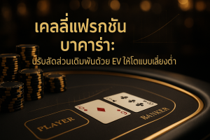 ภาพฟีเจอร์เคลลี่แฟรกชัน บาคาร่า โทนดำทอง พร้อมข้อความหัวข้อบทความ