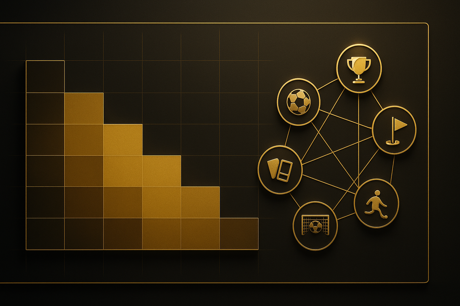 ฮีตแมปและกราฟเครือข่ายสหสัมพันธ์ตลาดใน Bet Builder ฟุตบอล โทนดำทอง