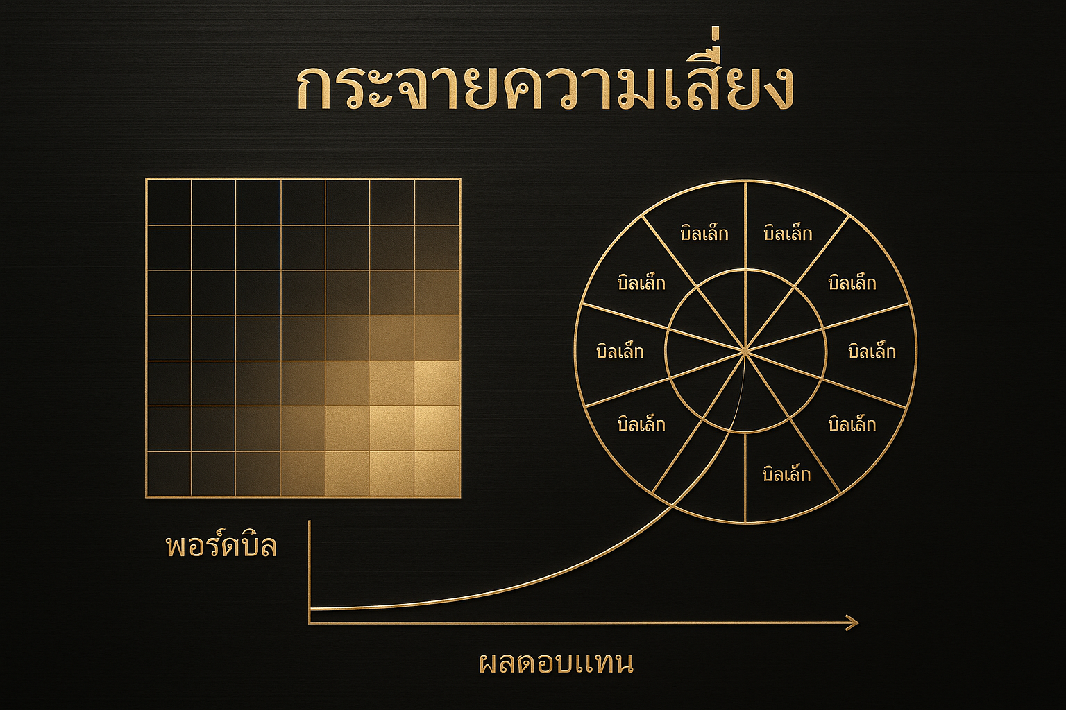 แผนภาพการกระจายความเสี่ยงของ มิกซ์พาร์เลย์คอมโบ ในธีมหรูหราโทนดำทอง