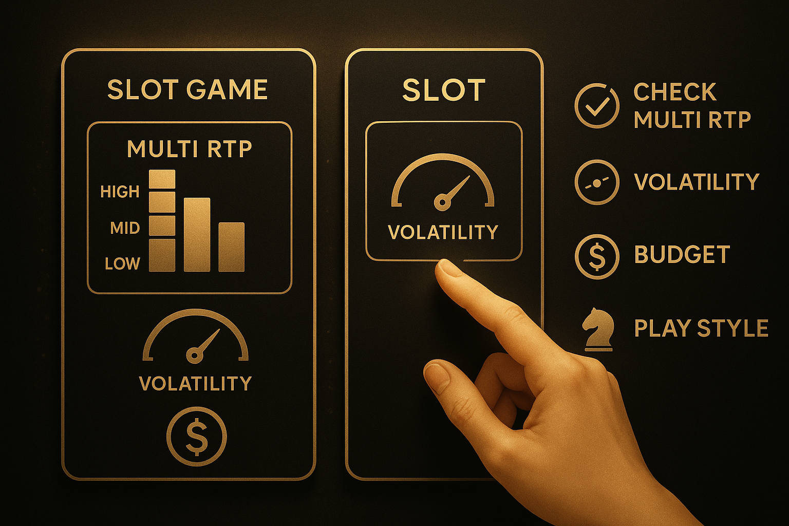 ภาพอธิบายผลของ RTP หลายระดับสล็อต ต่อการตัดสินใจเลือกเกมตามงบประมาณและความเสี่ยง โทนดำทองพรีเมียม