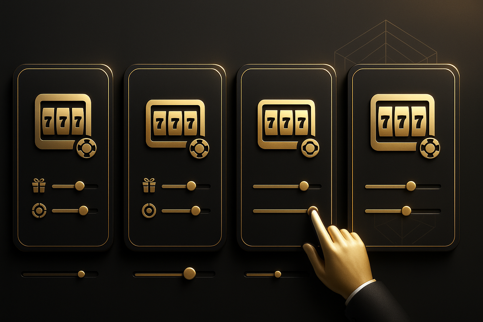 ภาพแนวทางเลือกเกม โดยเปรียบเทียบความถี่โบนัสกับ Hit Frequency สล็อต เพื่อเข้าพอร์ตในธีมหรูหราดำทอง