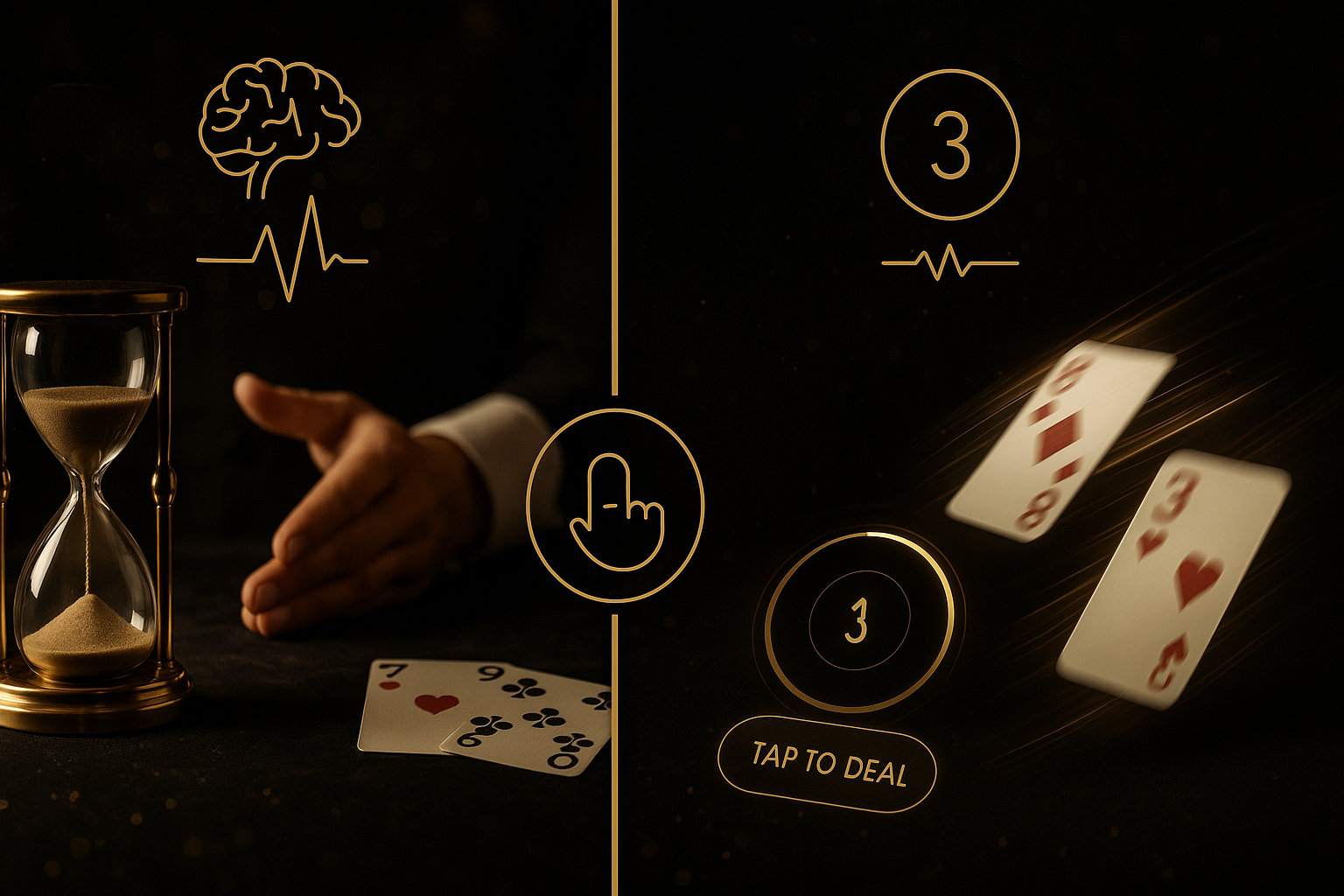 ภาพประกอบธีมดำทอง สื่อความเร็วและจิตวิทยาที่ต่างกันใน บาคาร่าสด vs RNG