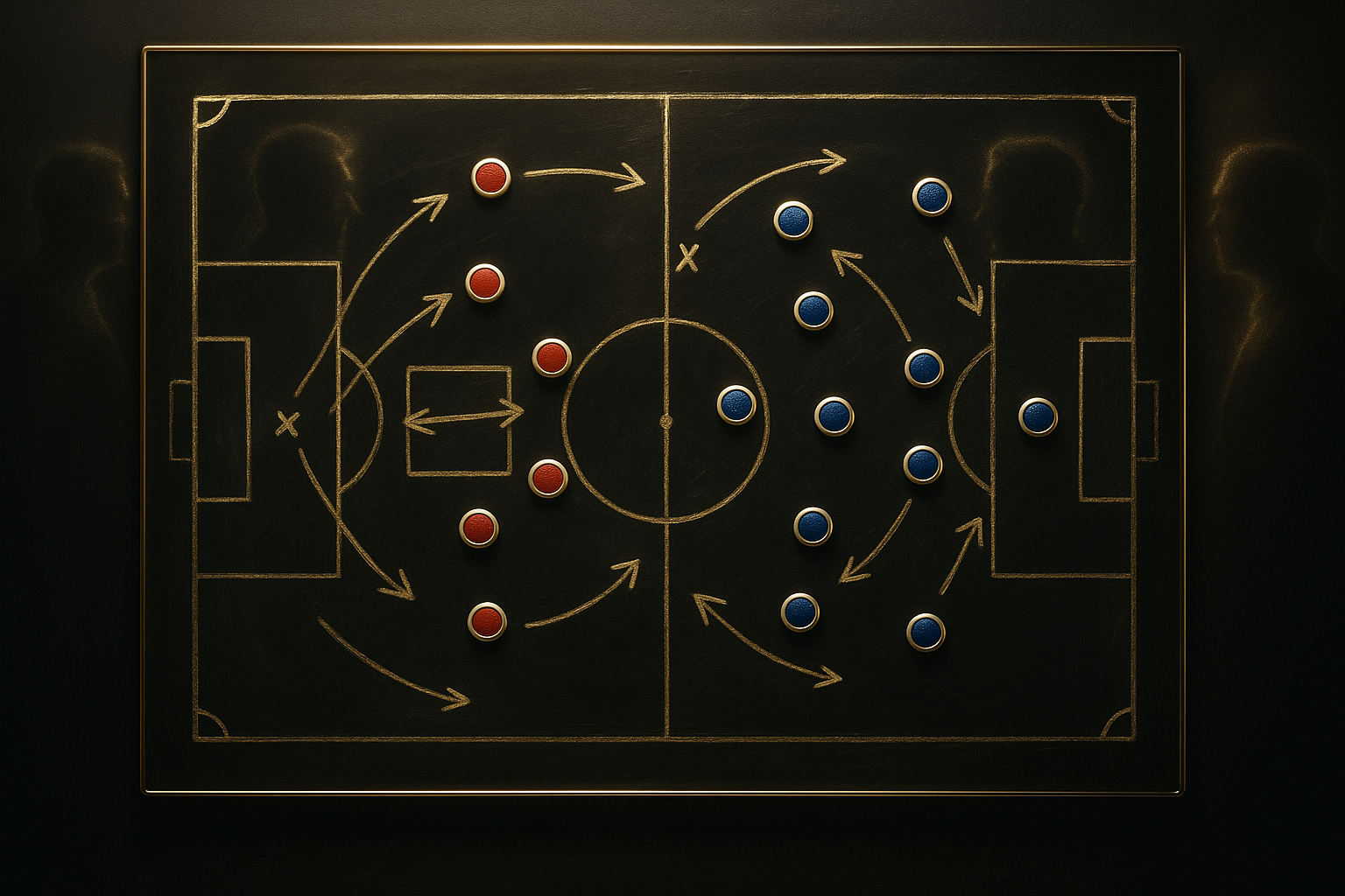 กระดานแทคติกและทรรศนะเกม สำหรับบทความ วิเคราะห์บอล แอตเลติโก มาดริด เรอัล โซเซียดาด 22/02/26 โทนดำทองหรูหรา