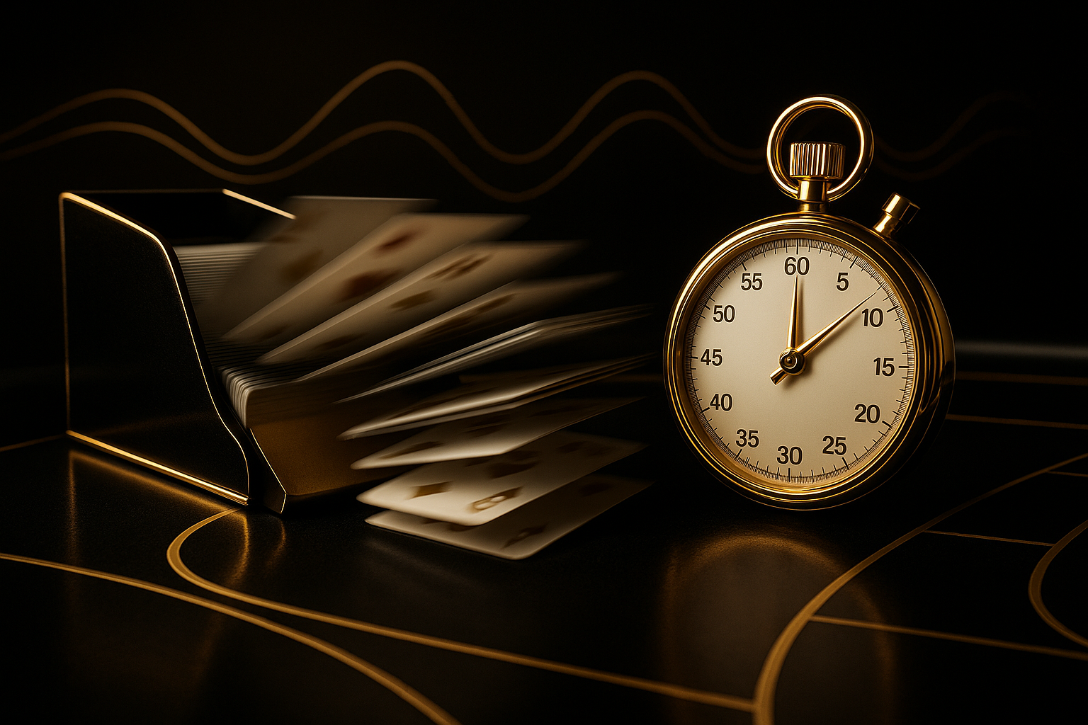 สปีดบาคาร่า กลยุทธ์ จับจังหวะในโต๊ะเร็ว ด้วยภาพไพ่เคลื่อนไหวและนาฬิกาจับเวลาในธีมดำทอง