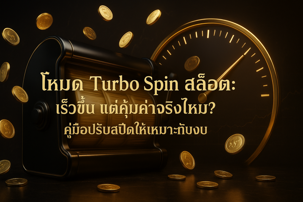 ภาพฟีเจอร์โหมด Turbo Spin สล็อต พร้อมชื่อบทความ โทนหรูหราดำทอง