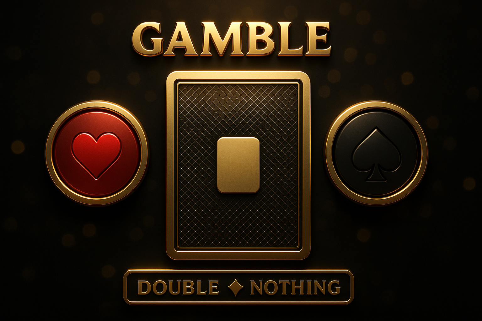 ภาพอธิบายฟีเจอร์ Gamble สล็อต ทำงานอย่างไร แสดงไพ่คว่ำและตัวเลือกแดง/ดำในโทนดำทอง