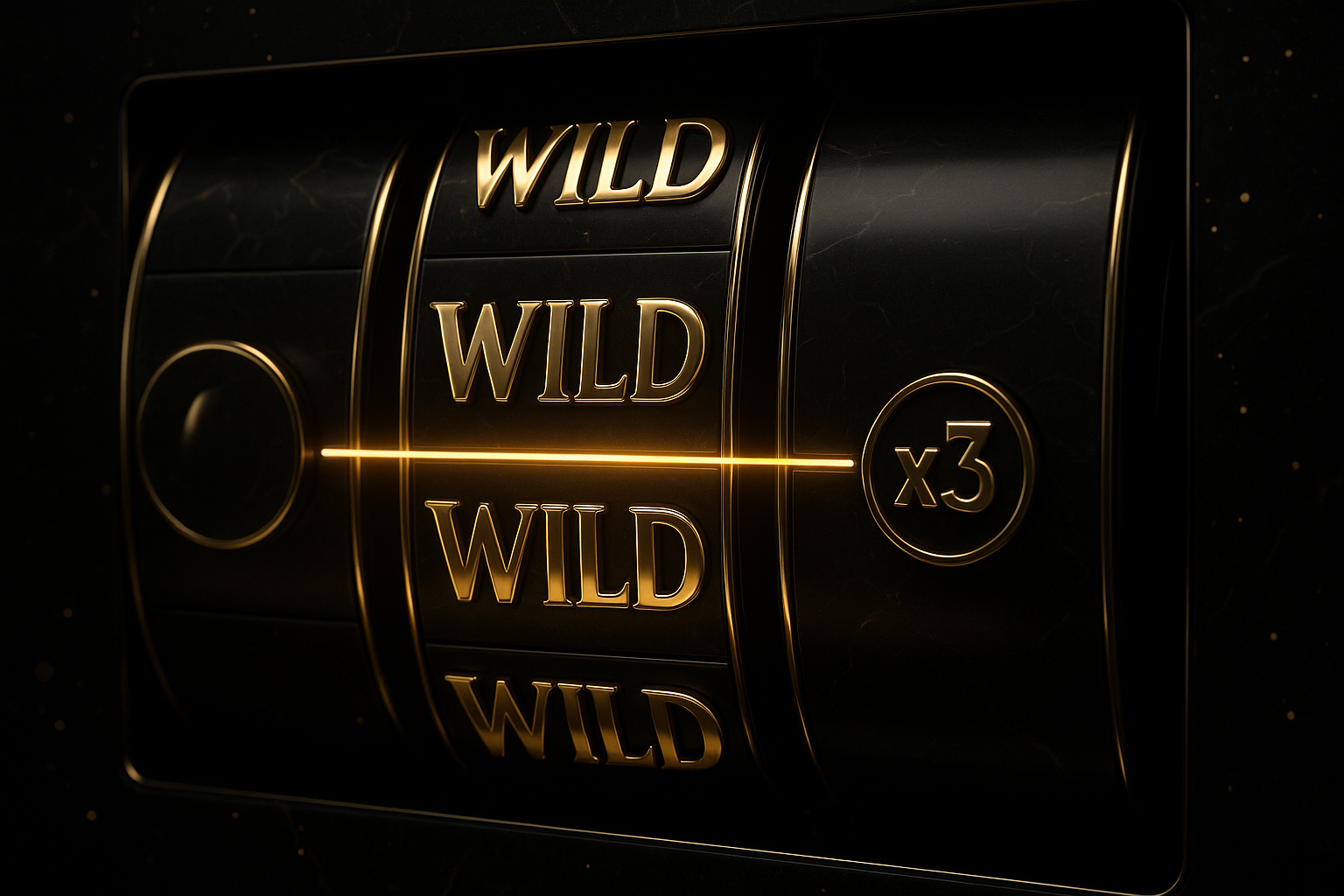 ภาพอธิบายการทำงานของสัญลักษณ์ Wild ในสล็อต เน้นการแทนที่และตัวคูณ ในธีมหรูหราดำทอง — สัญลักษณ์ Wild และ Scatter สล็อต